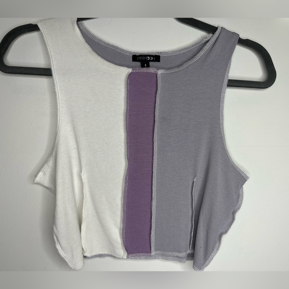 Papermoon Color-block ribbed crop tank top - Picture 8 of 10
